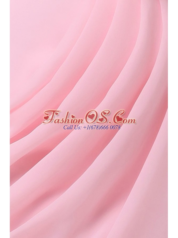 Column Hand Made Flowers Baby Pink Strapless Prom Dress