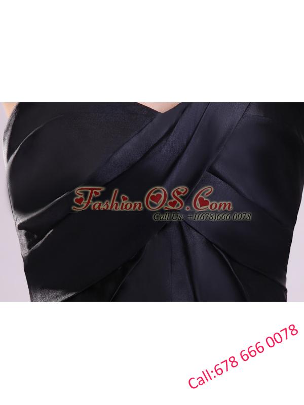A-line Sweetheart Navy Blue Ruching Taffeta Knee-length Prom Dress