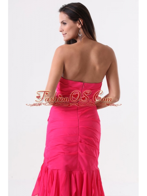 Pink Sweetheart High-low Prom Dress with Beading and Ruffles