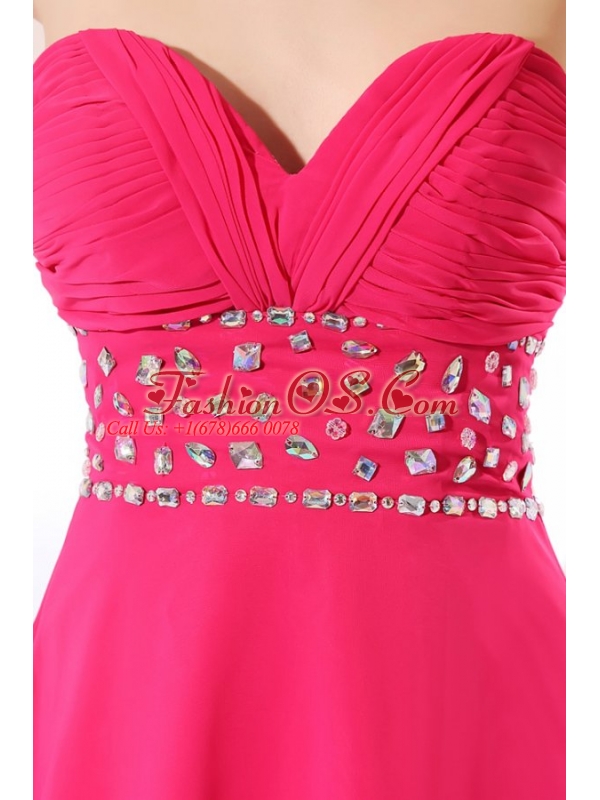 Brand new Empire Sweetheart Hot Pink High-low Beading 2014 Chiffon Prom Dress