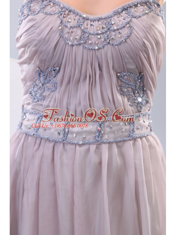 Empire Strapless Beading and Ruching Chiffon Floor-length Prom Dress