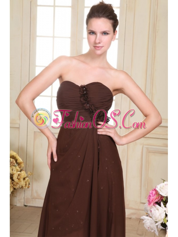 Sweetheart Hand Made Flowers Chiffon Prom Dress with Detachable Straps