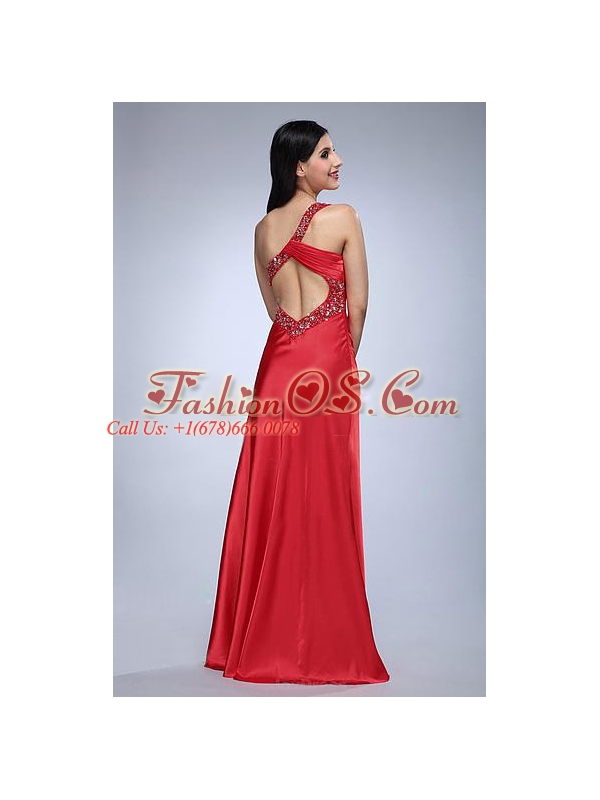Column Wine Red Beading and Ruching Taffeta Prom Dress