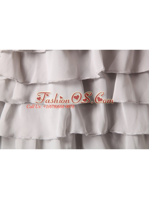 Gray Ruffled Layers Sweetheart Prom Dress with Knee-length