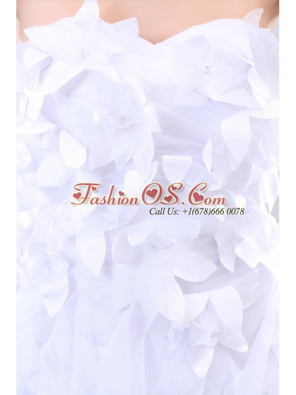 Cheap Sweetheart Asymmetrical Hand Made Flowers Wedding Dress