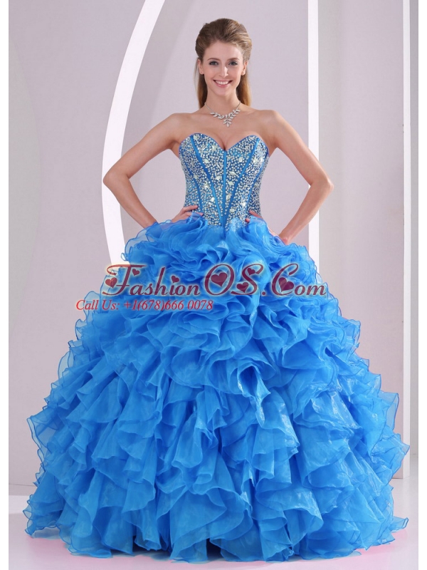 Ruffles and Beaded Decorate Sweetheart Long Perfect Quinceanera Dresses with Lace Up