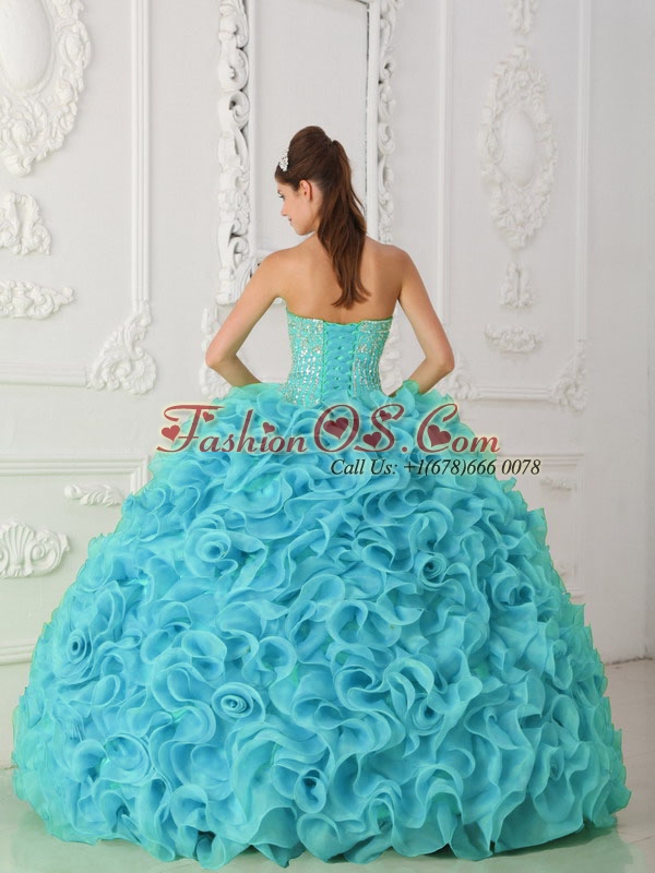 Strapless Organza Beading Ball Gown Perfect Quinceanera Dresses in Blue