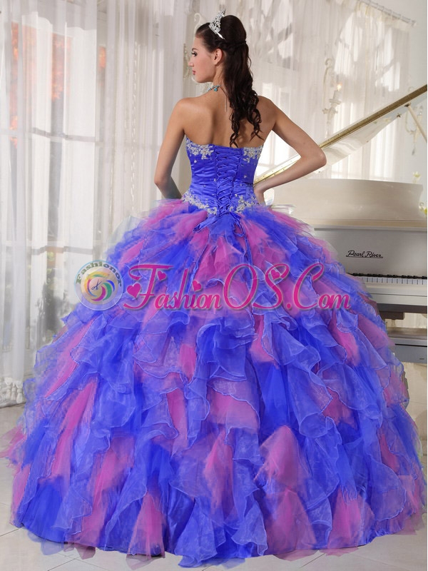 Appliques and Flowers Organza Popular Quinceanera Dresses for Sweet 16