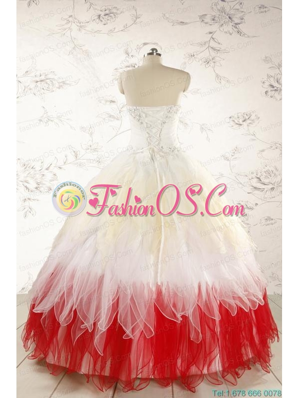 Unique Multi Color Sweetheart Ruffled Quinceanera Dresses wth Beading
