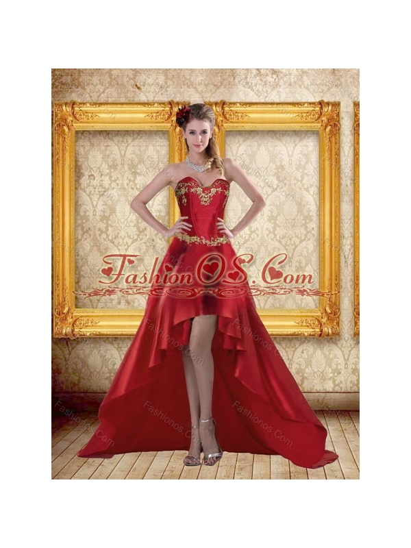 2015 Wine Red Sweetheart Quinceanera Dresses with Embroidery and Pick Ups