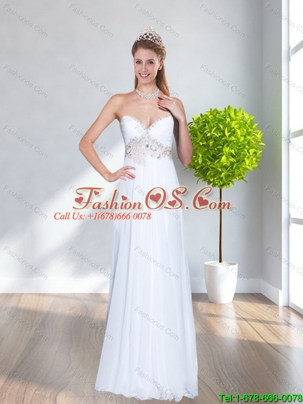 2015 Perfect Sweetheart Empire Beading Cheap Bridesmaid Dresses in White