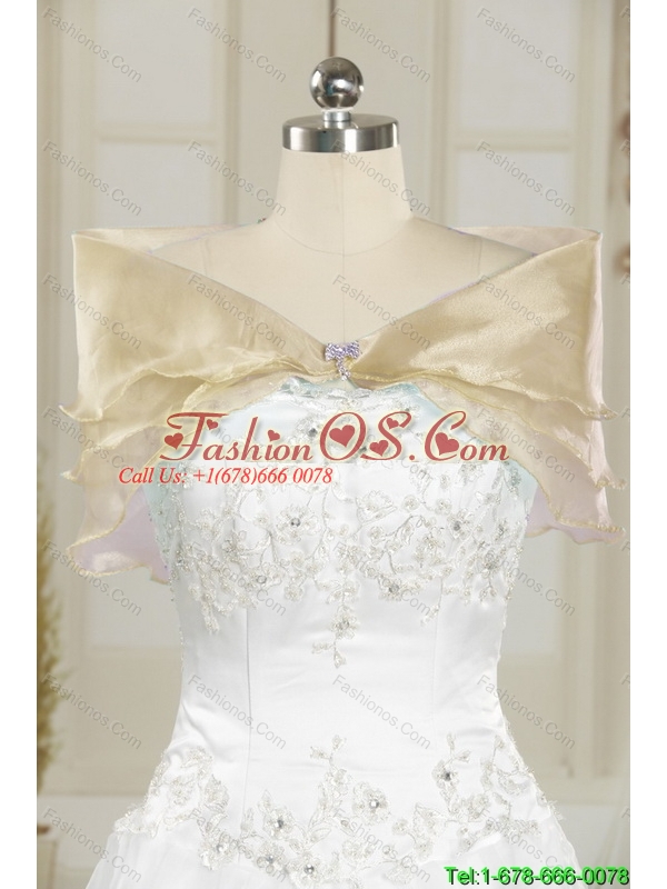 Fashionable Rhinestones Sweetheart White Long Cheap Bridesmaid Dress for 2015 Spring