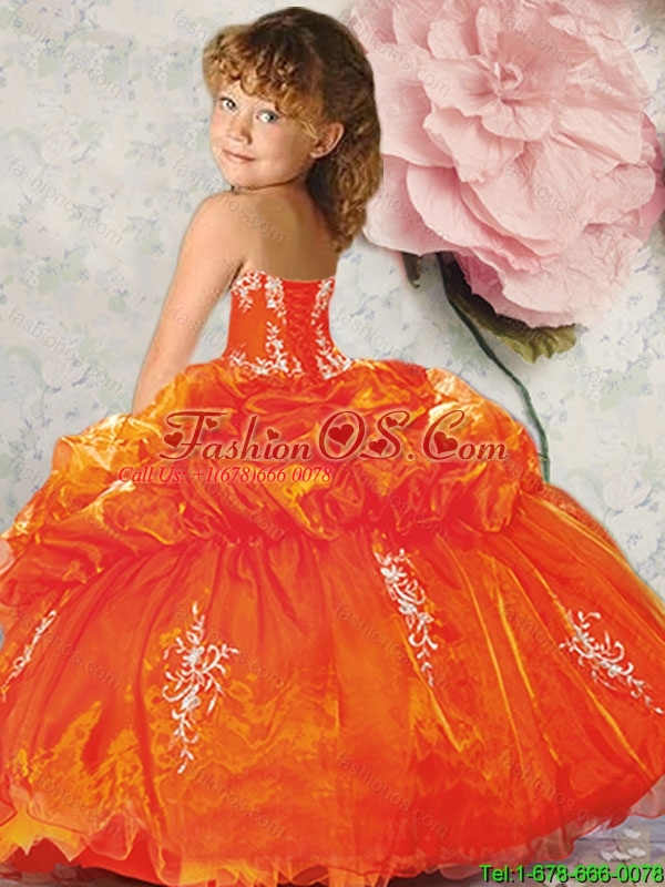 2016 Summer Discount Royal Blue Little Girl Pageant Dress with Appliques and Pick-ups