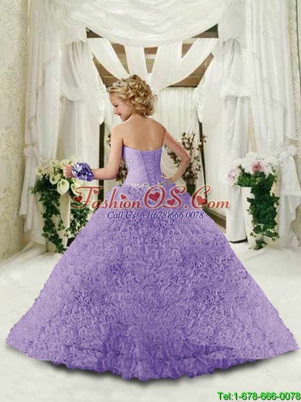 2016 Winter New Arrival Strapless Blue Little Girl Pageant Dress with Appliques and Ruffles