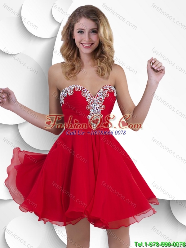 Classical Luxurious Gorgeous Exclusive Short Sweetheart Red Prom Gowns with Beading