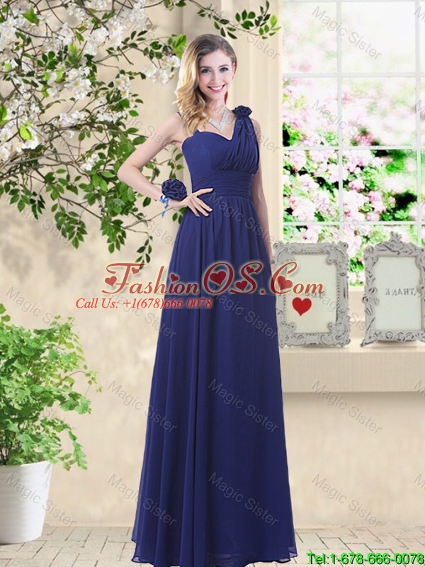 Wonderful Ruched Navy Blue Bridesmaid Dresses with V Neck