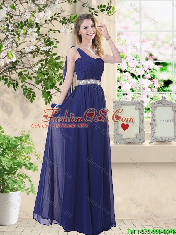 Wonderful Ruched Navy Blue Bridesmaid Dresses with V Neck