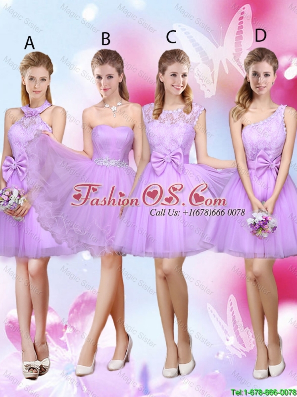 Simple A Line Strapless Lavender Bridesmaid Dresses with Belt