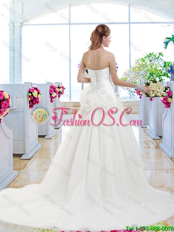 Fashionable Hand Made Flowers Bridal Gowns with Sweetheart