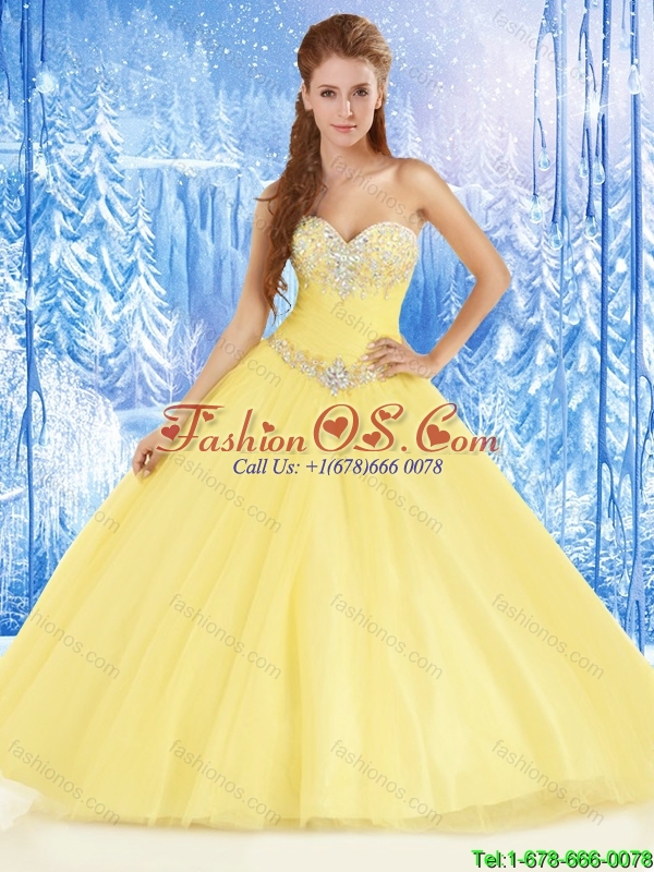 Unique Yellow Sweetheart Quinceanera Dresses with Beading