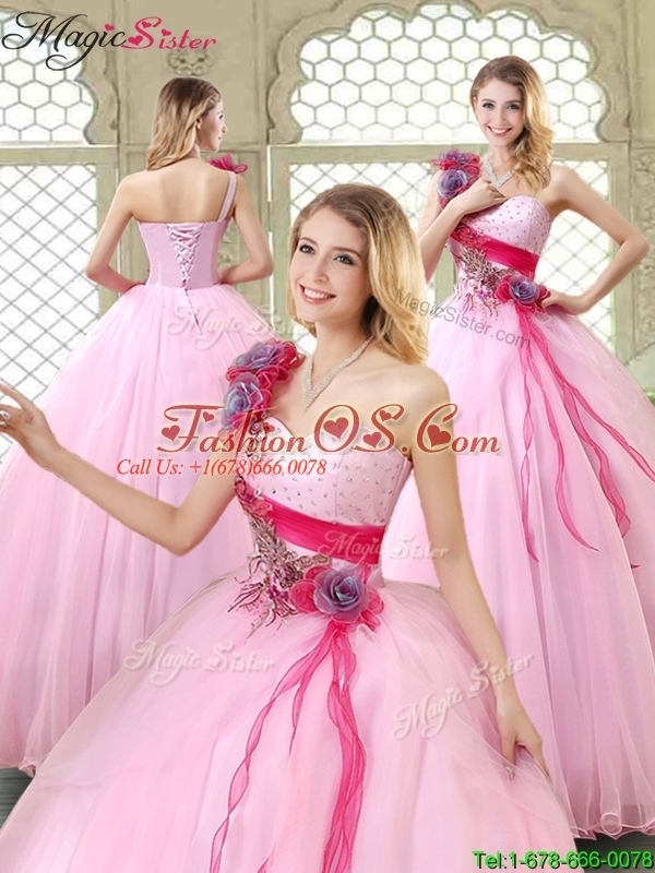 2016 Spring New Arrivals Beading Quinceanera Gowns with One Shoulder