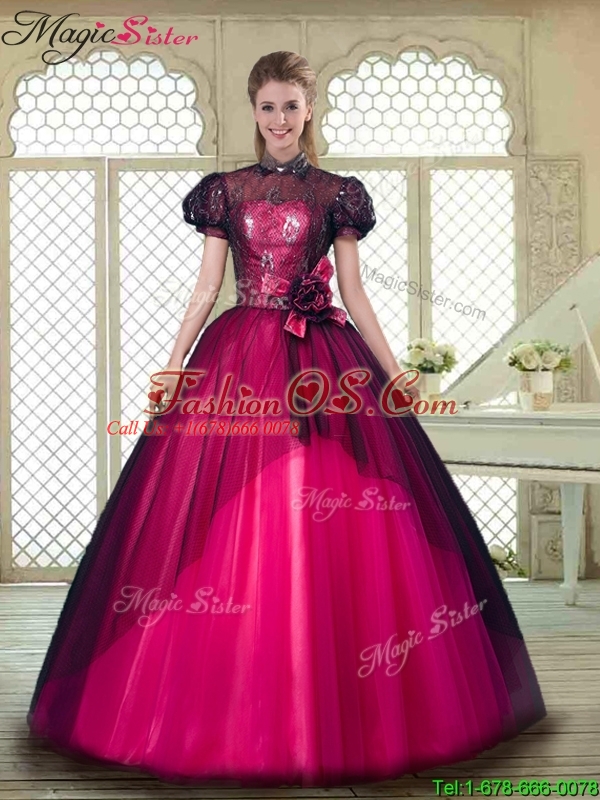 Beautiful High Neck Quinceanera Dresses with Short Sleeves