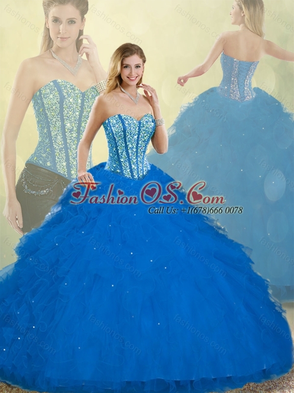 2016 Fall Elegant Detachable Quinceanera Dresses with Ruffles and Beading