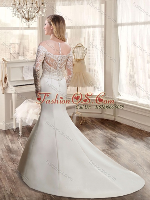 2016 Gorgeous Off the Shoulder Wedding Dresses with Court Train