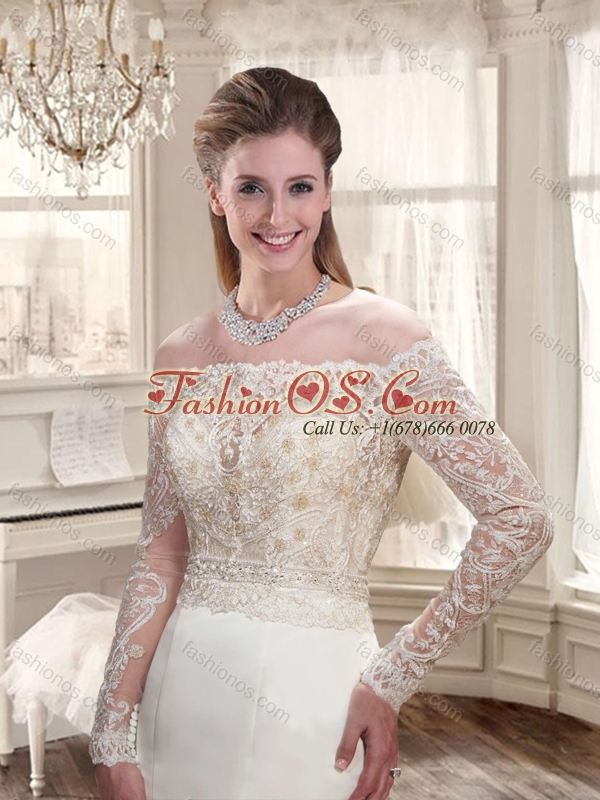 2016 Gorgeous Off the Shoulder Wedding Dresses with Court Train