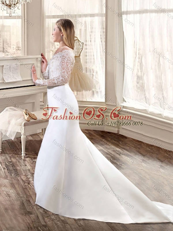 2016 Gorgeous Off the Shoulder Wedding Dresses with Court Train