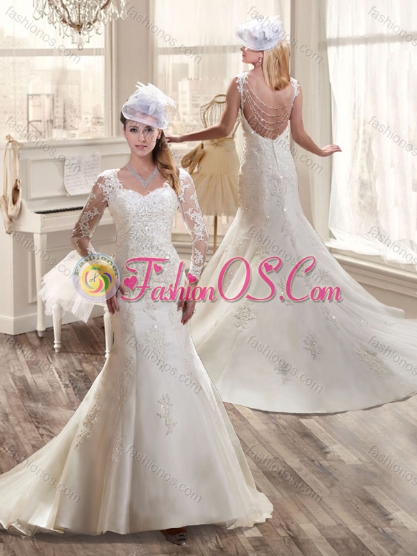 2016 Latest A Line Wedding Dresses with Lace and Appliques
