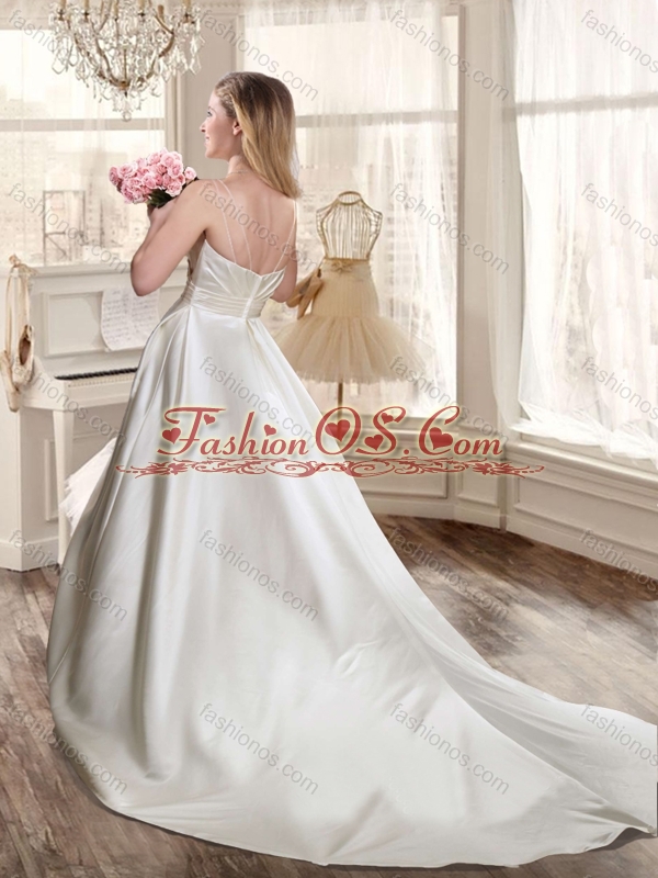 Exclusive A Line Off the Shoulder Wedding Dresses with Half Sleeves