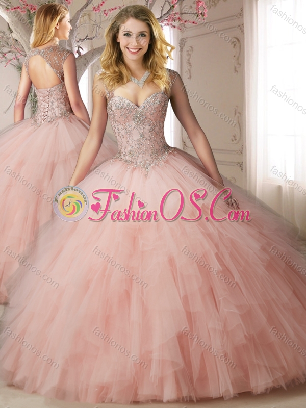 light pink puffy quinceanera dresses