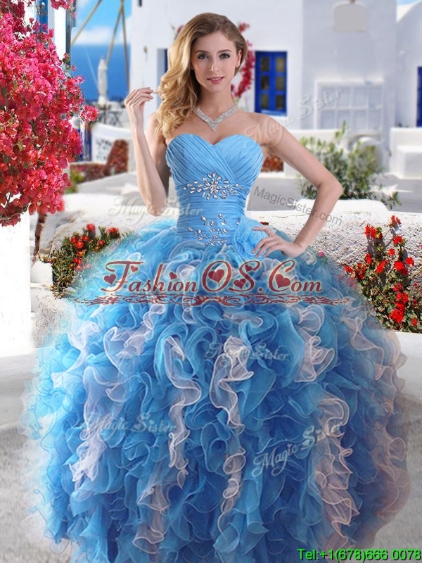 2016 New Style Big Puffy Detachable Quinceanera Dresses with Beading and Ruffles