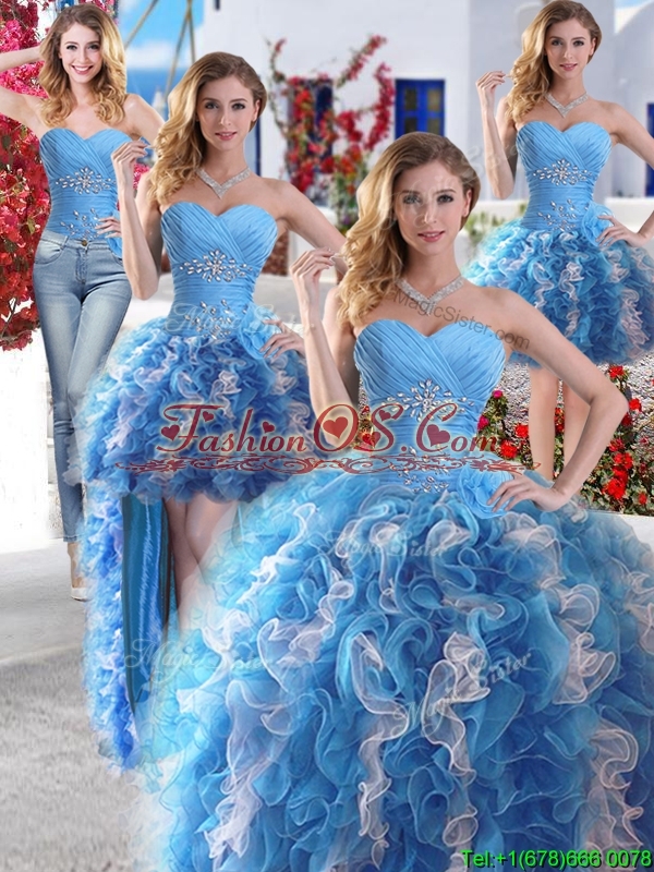 2016 New Style Big Puffy Detachable Quinceanera Dresses with Beading and Ruffles