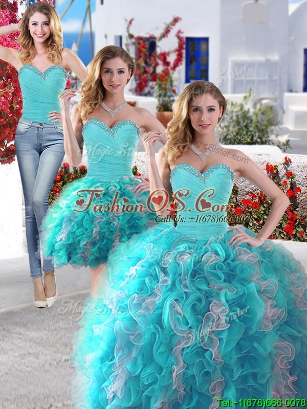 Best Selling Big Puffy Detachable Quinceanera Dresses with Beading and Ruffles