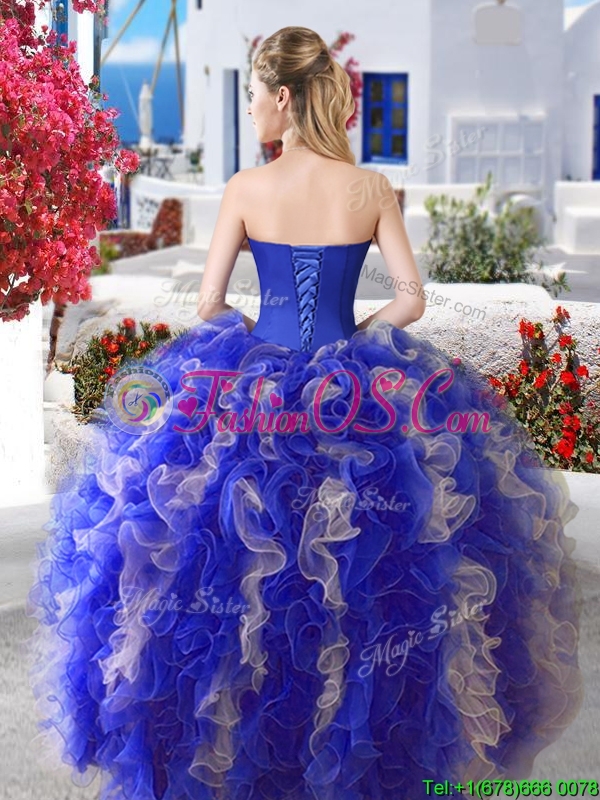 Elegant Royal Blue and Champagne Detachable Sweet 16 Dresses with Appliques and Ruffles
