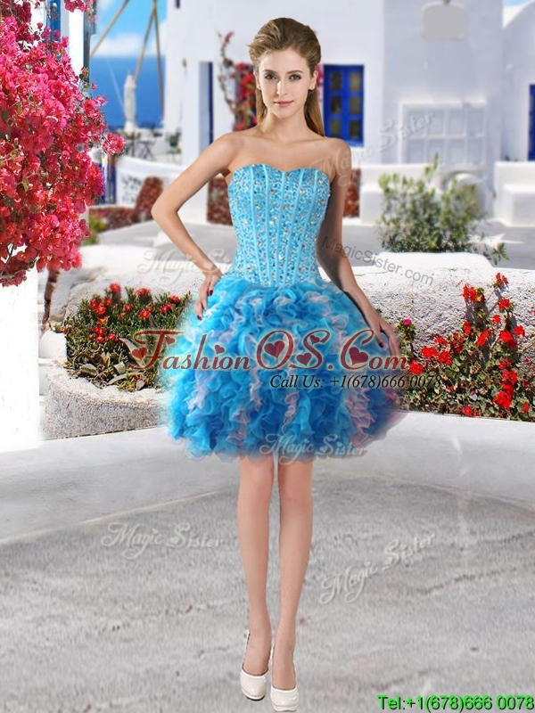Romantic Beaded and Ruffled Detachable Quinceanera Dresses in Organza