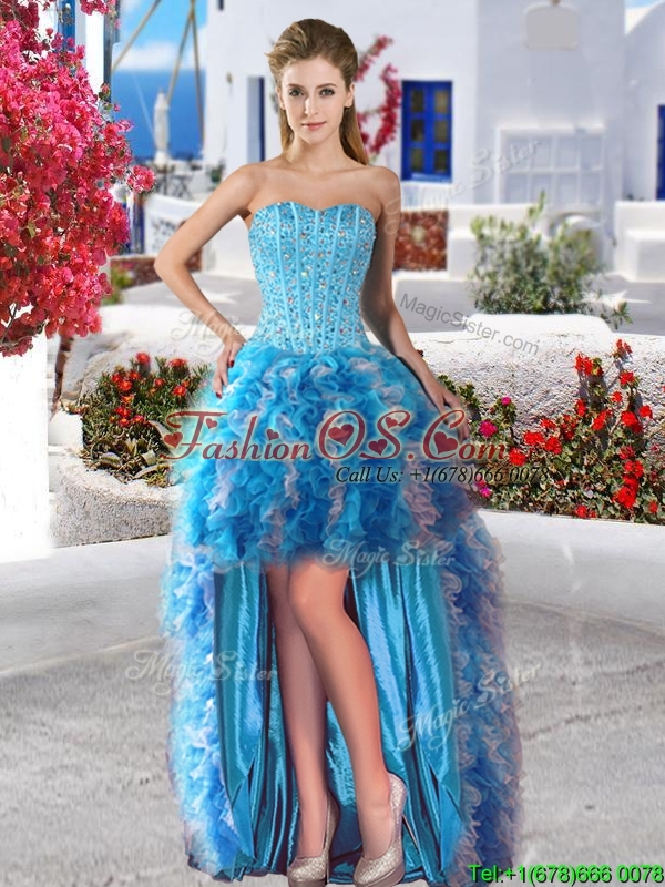 Romantic Beaded and Ruffled Detachable Quinceanera Dresses in Organza