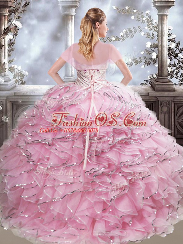 Top Selling Floor Length Ball Gowns Sleeveless Baby Pink Quinceanera Dress Lace Up