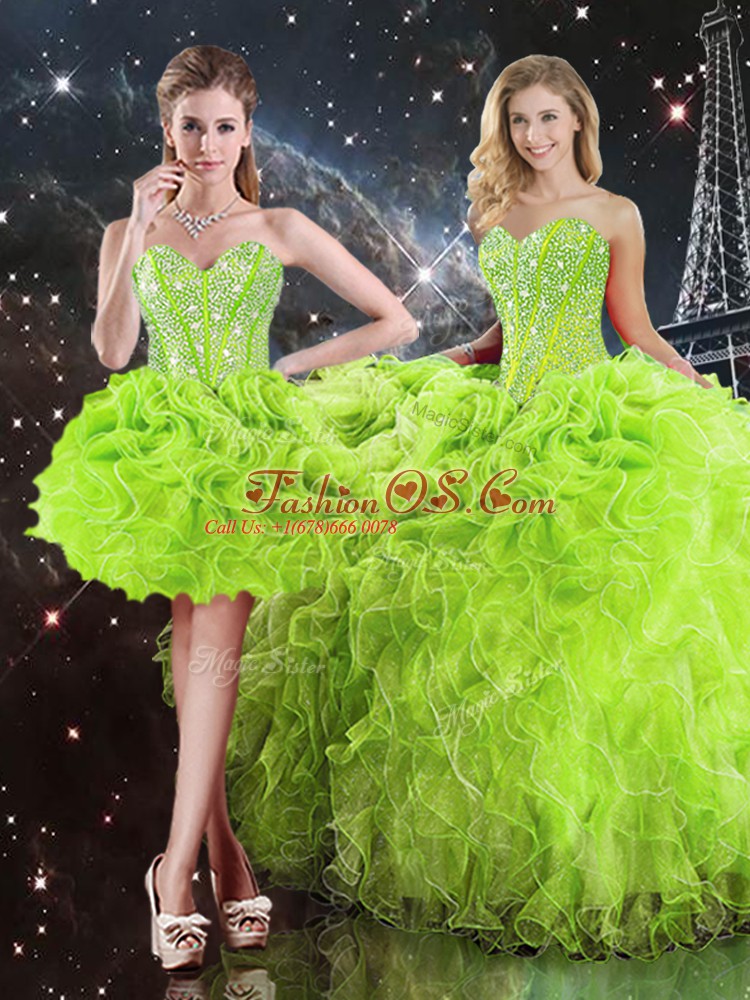 Floor Length 15th Birthday Dress Sweetheart Sleeveless Lace Up