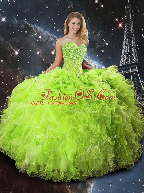 Floor Length 15th Birthday Dress Sweetheart Sleeveless Lace Up