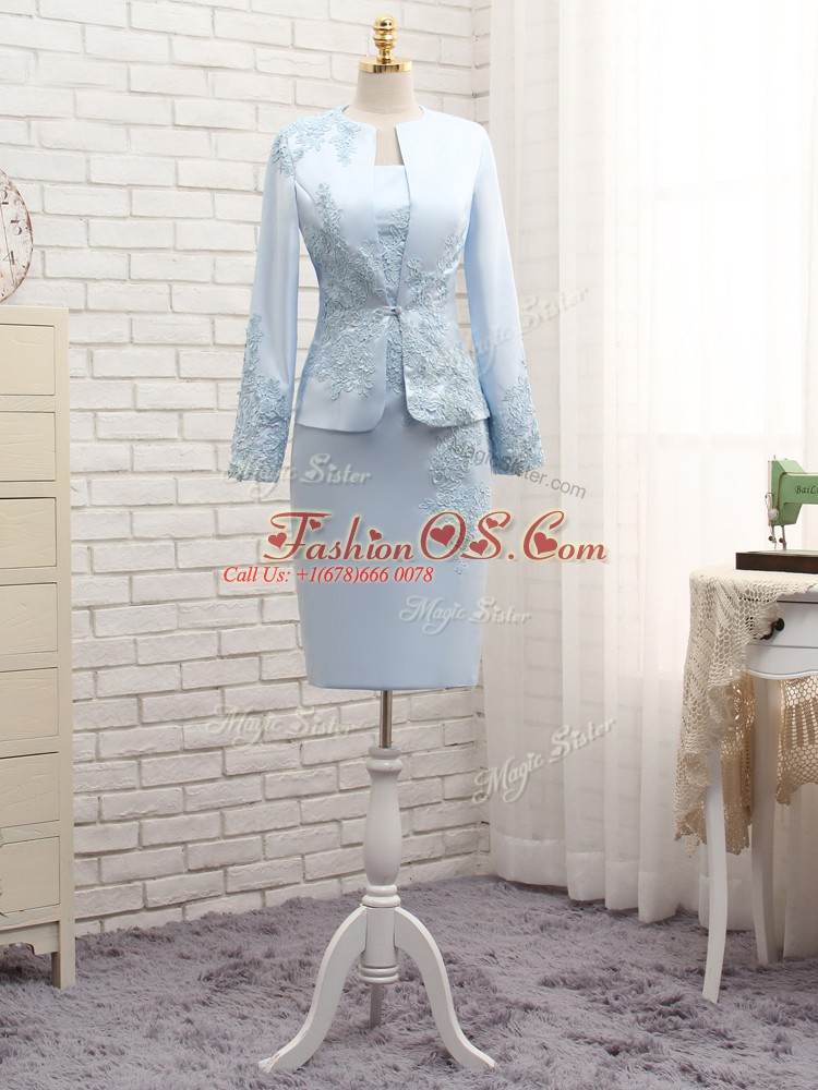 Decent Satin Sleeveless Mini Length Mother Of The Bride Dress and Lace and Appliques