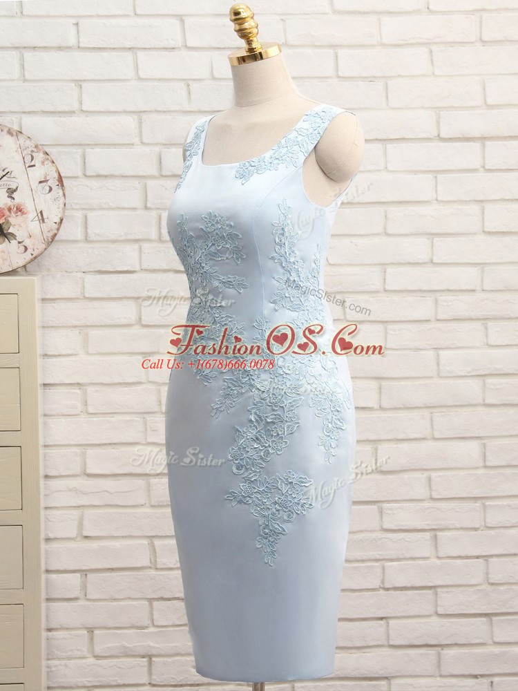 Decent Satin Sleeveless Mini Length Mother Of The Bride Dress and Lace and Appliques