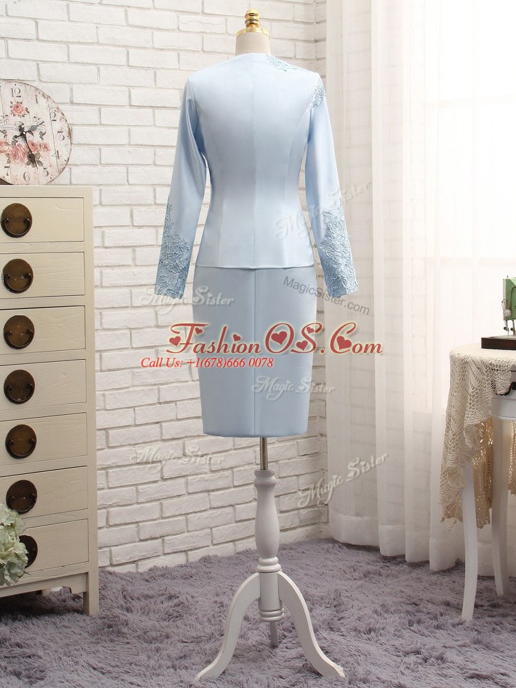 Decent Satin Sleeveless Mini Length Mother Of The Bride Dress and Lace and Appliques