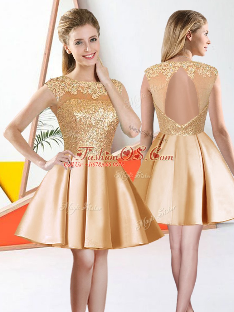 Exceptional Bateau Sleeveless Backless Wedding Guest Dresses Champagne Taffeta