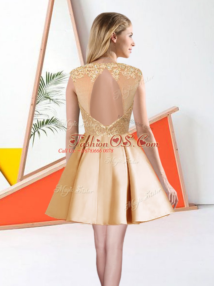 Exceptional Bateau Sleeveless Backless Wedding Guest Dresses Champagne Taffeta