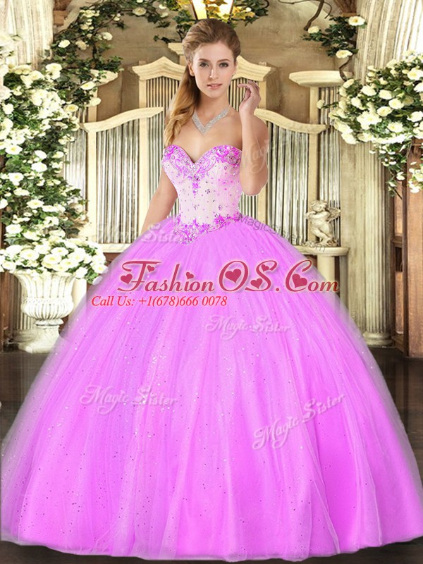 Sleeveless Lace Up Floor Length Beading Quinceanera Gowns