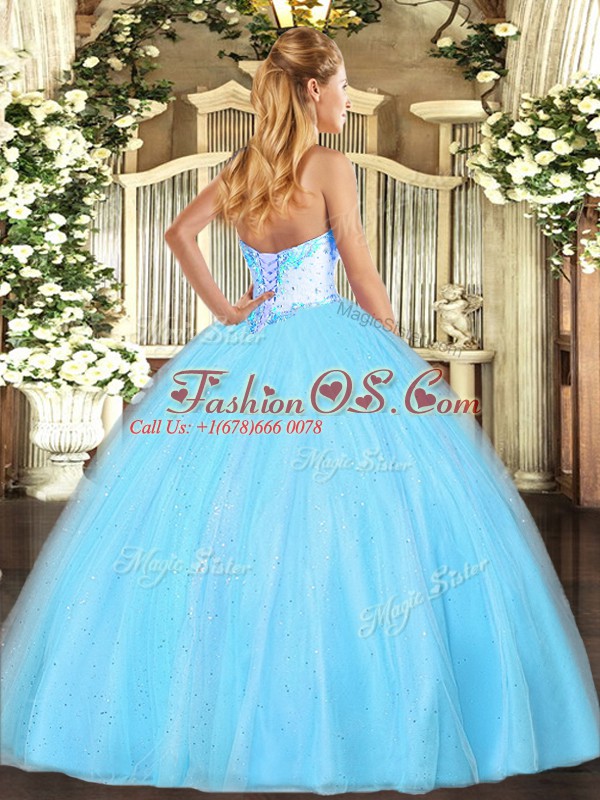 Sleeveless Lace Up Floor Length Beading Quinceanera Gowns