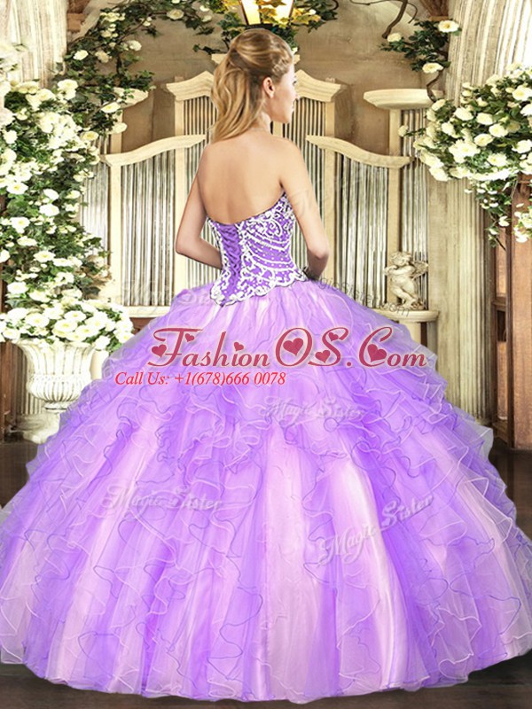 Tulle Sleeveless High Low 15 Quinceanera Dress and Beading and Ruffles